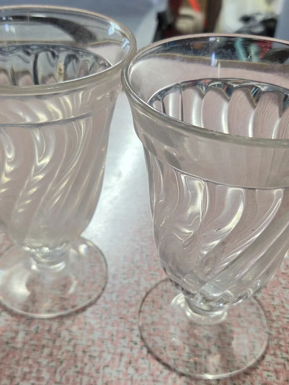 VTG Fostoria Colony Swirl Clear Footed Glasses Set of 2